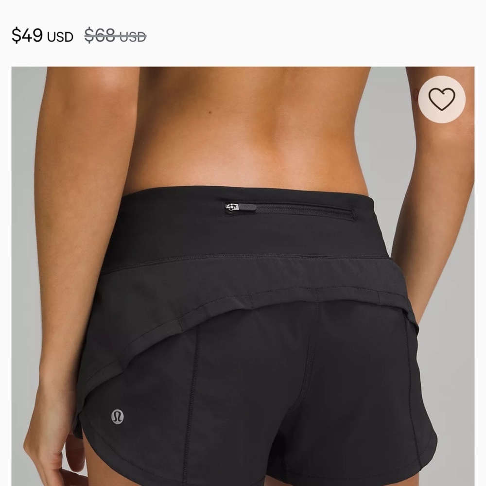 Lululemon Athletica Black Athletic Shorts with Curved Hem